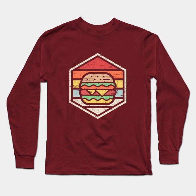 Retro Badge Burger Long Sleeve T-Shirt by rojakdesigns